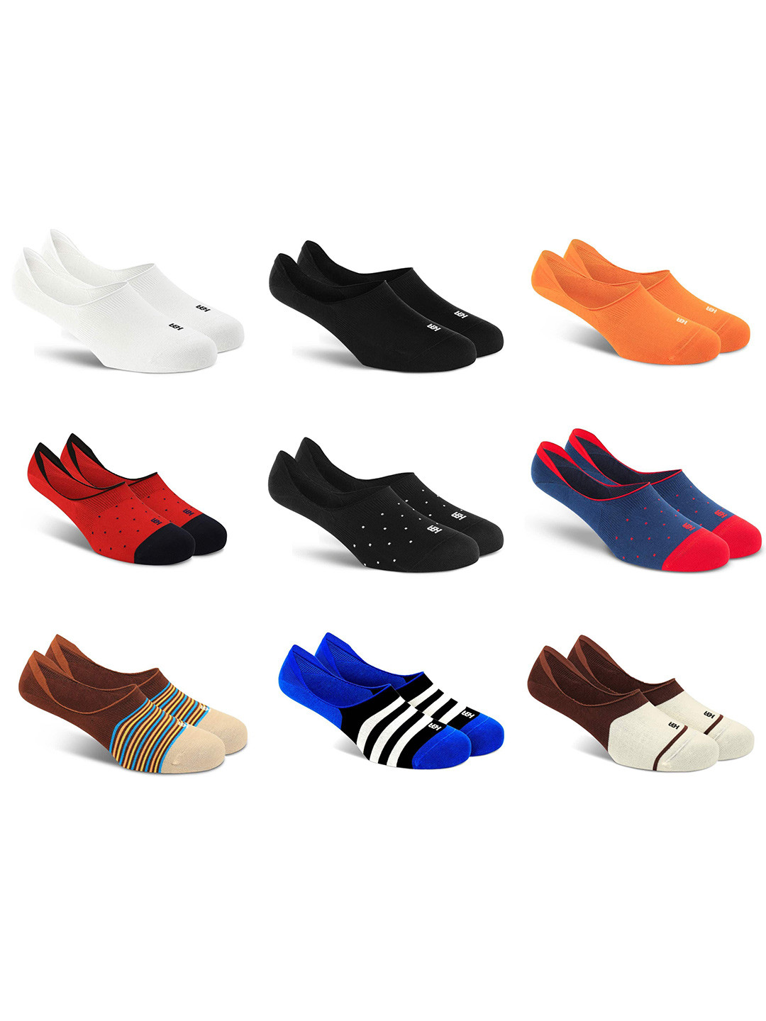 

SockSoho pack of 10 Striped Shoe-Liner Socks, White