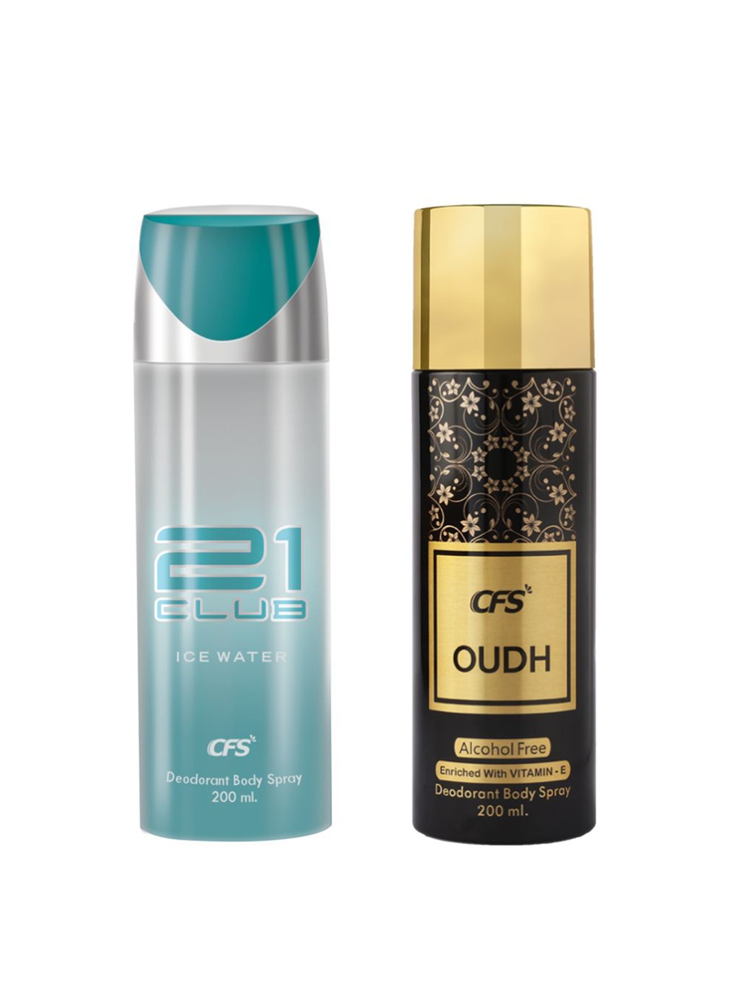 

CFS 21 Club & Oudh Set Of 2 Long Lasting Deodorant Body Spray - 200ml Each, Turquoise blue