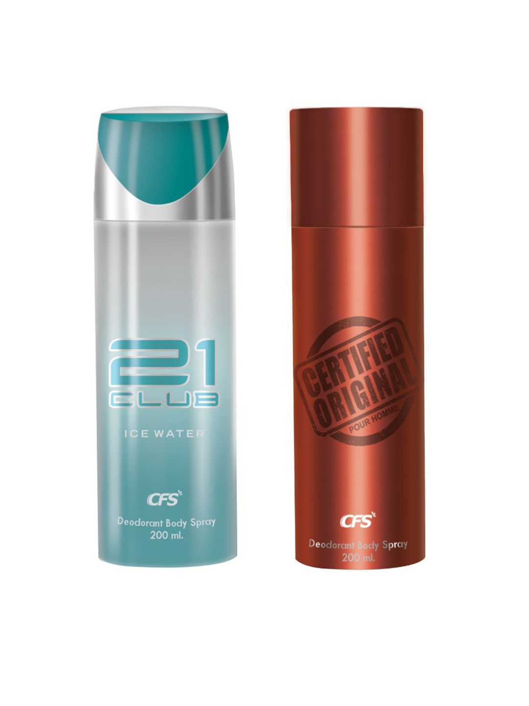 

CFS 21 Club Set Of 2 Long Lasting Deodorant Body Spray - 200ml Each, Turquoise blue