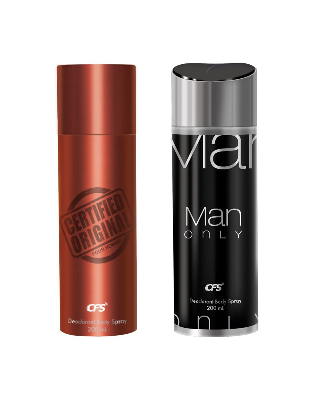 

CFS Certified Original & Man Only Set Of 2 Long Lasting Deodorant Body Spray - 200ml Each, Brown