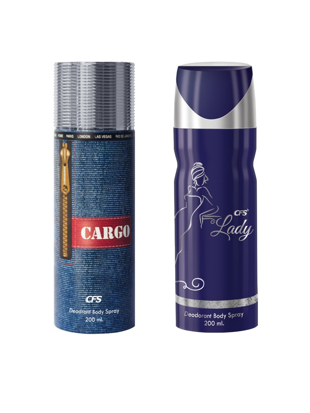 

CFS Set of 2 Cargo & Lady Deodorant Body Sprays - 200 ml Each, Blue