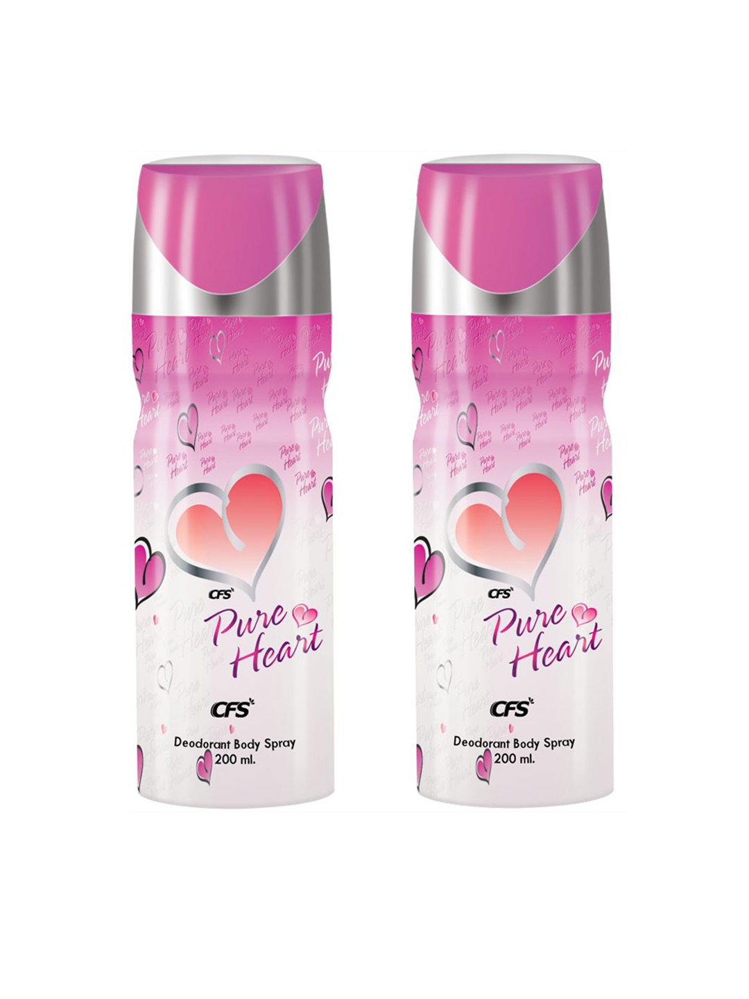 

CFS Set of 2 Pure Heart Long Lasting Deodorant Body Spray - 200ml Each, Pink