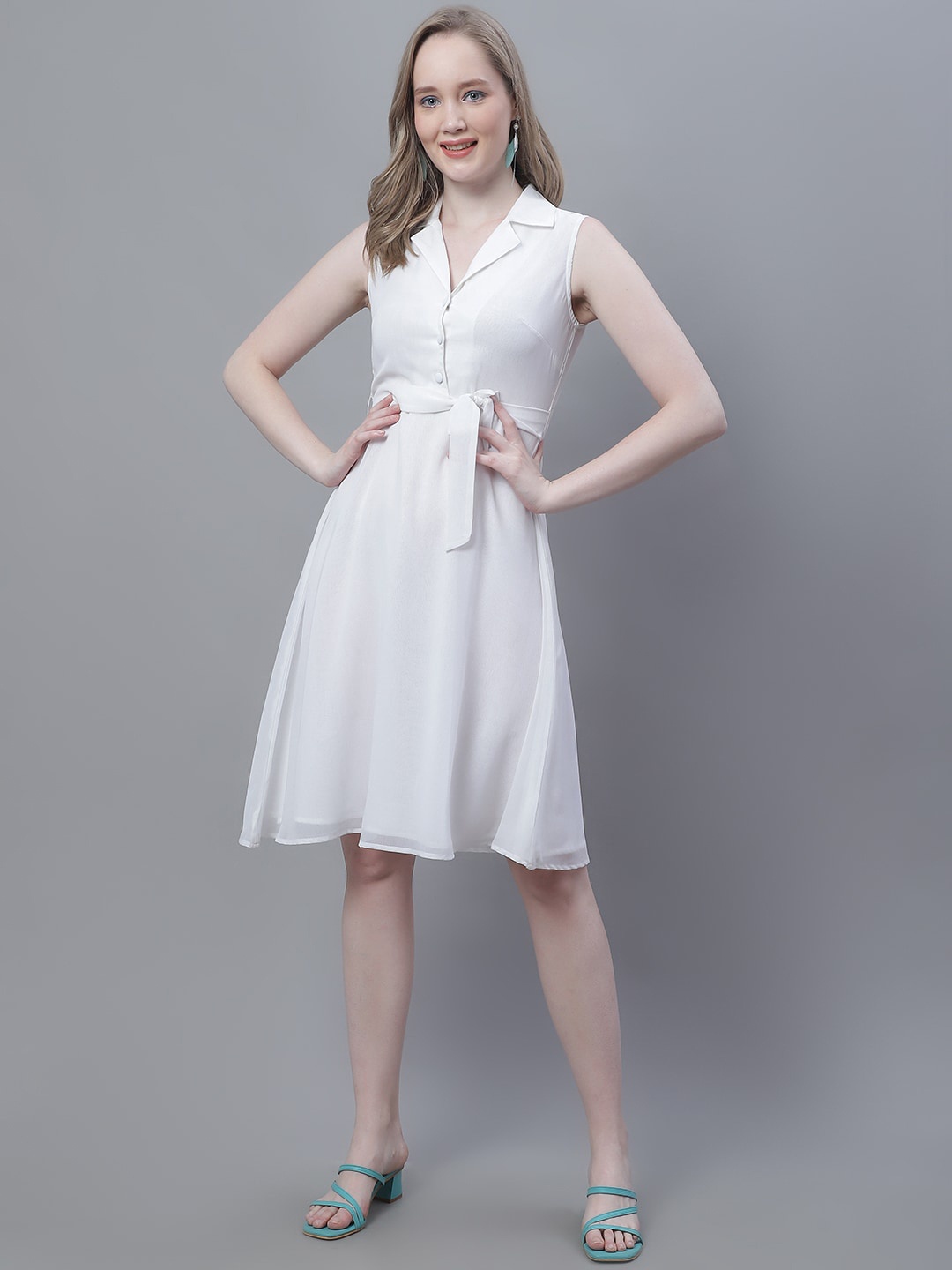 

MINI & MING Sleeveless Fit & Flare Dress, White