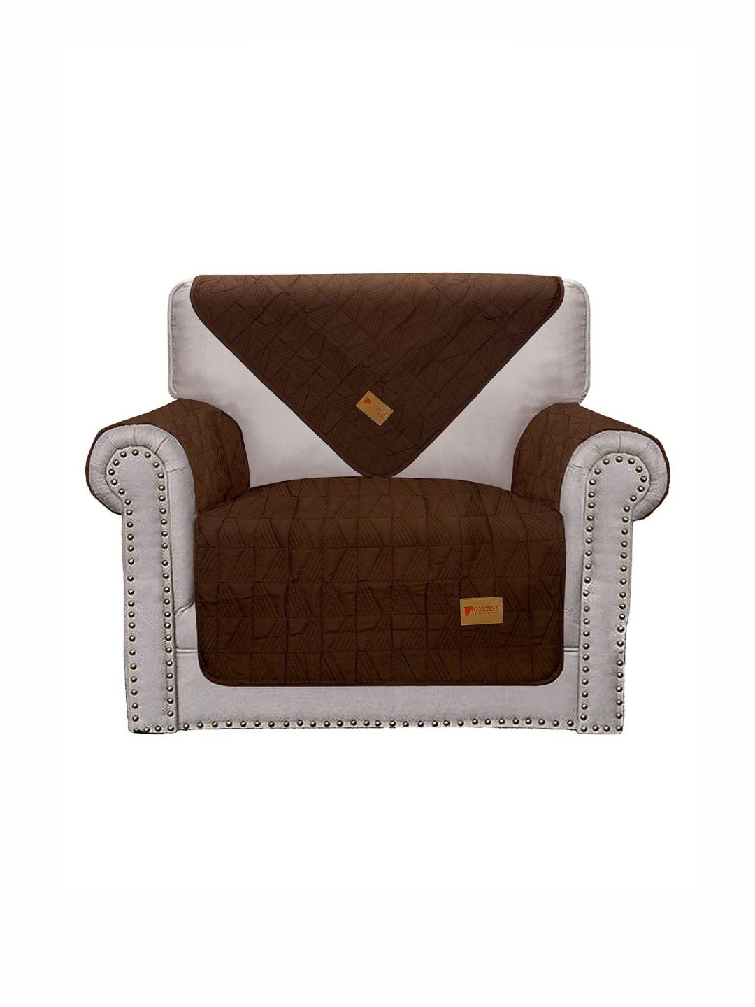 

Aura Brown 4 Pieces Microfiber One Seater Sofa Cover with Arm