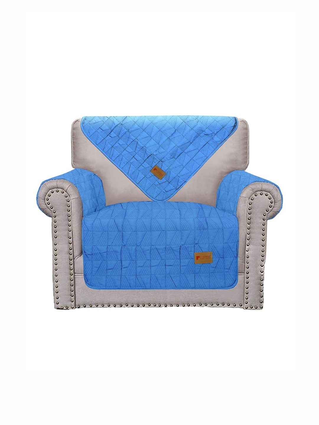 

Aura Blue 4 Pieces Microfiber One Seater Sofa Cover with Arm