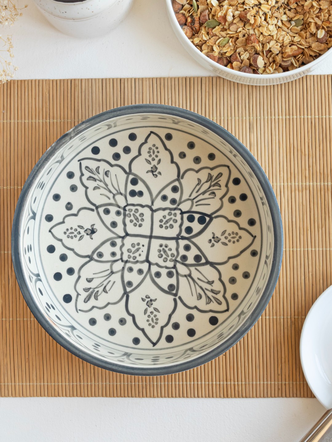 

Claymistry Grey & Black Printed Ceramic Dinner Bowl 2 L