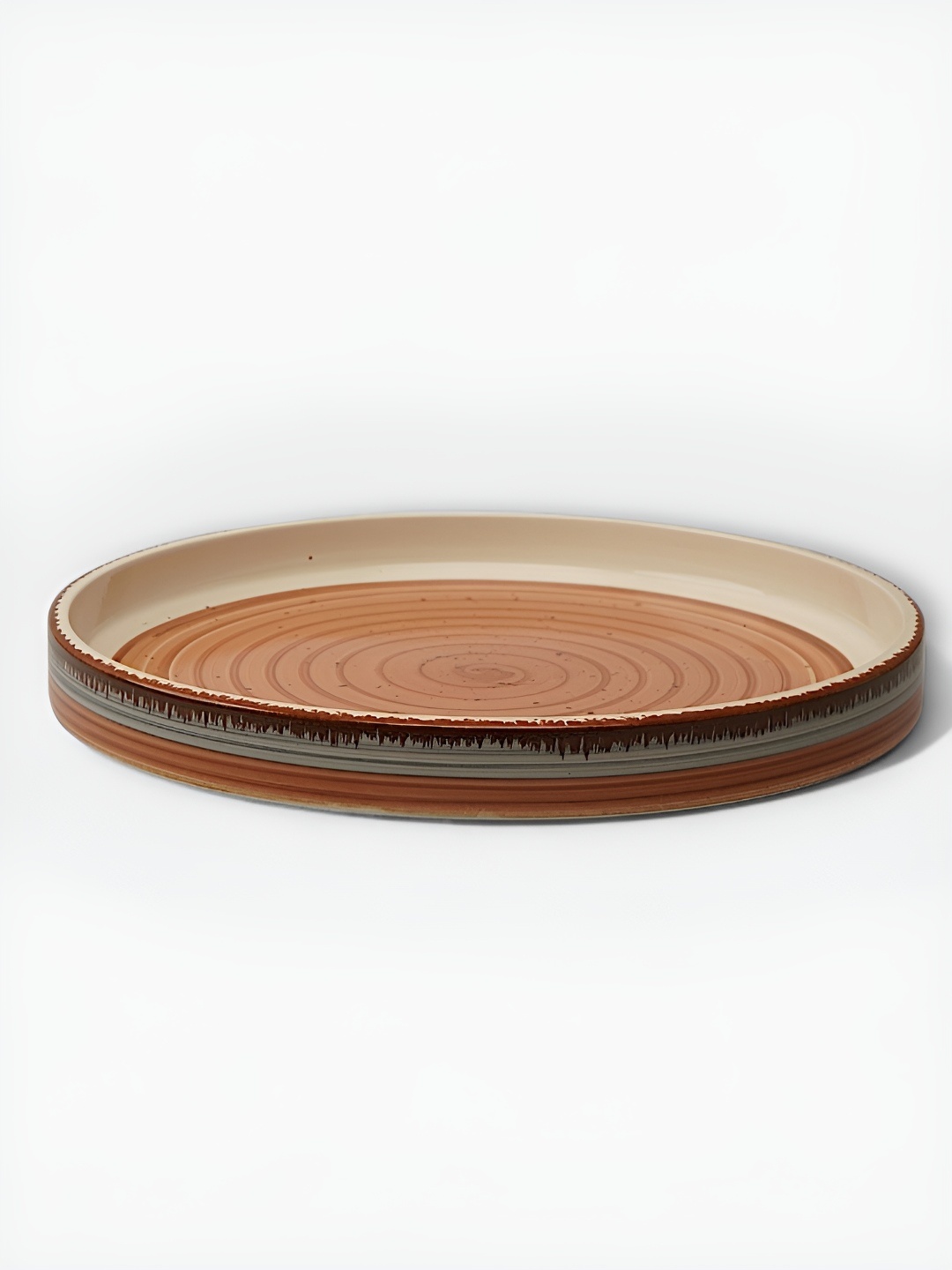 

Claymistry Orange-Coloured Textured Ceramic Round Serving Tray