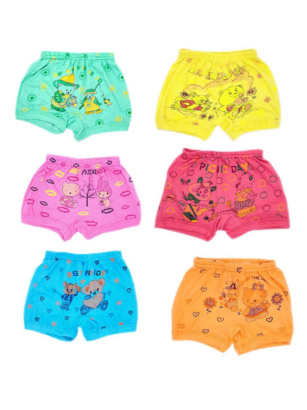 

BAESD Infants Pack Of 6 Printed Pure Cotton Mid-Rise Briefs, Blue