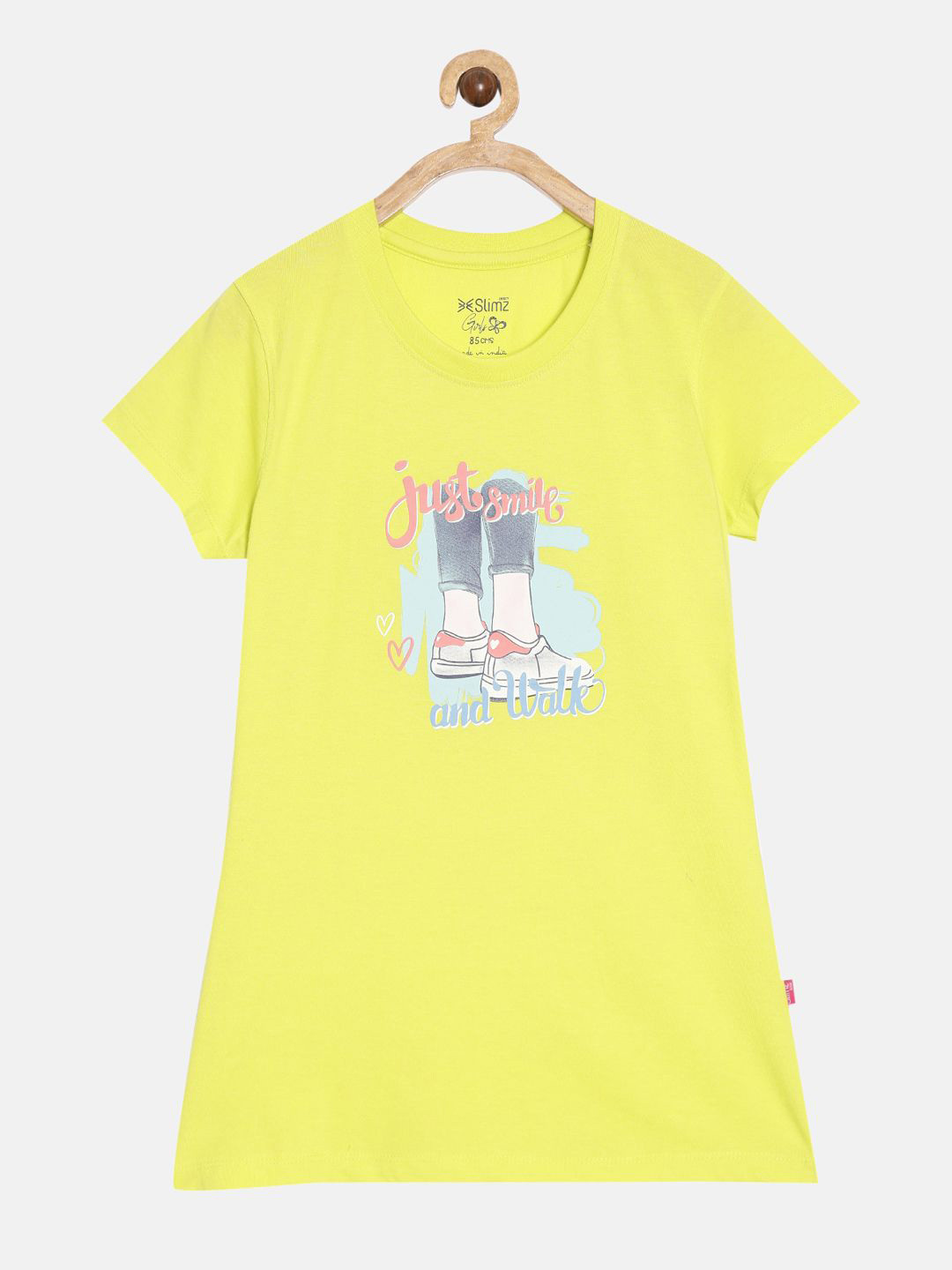 

DIXCY SCOTT Slimz Girls Graphic Printed Longline T-shirt, Yellow