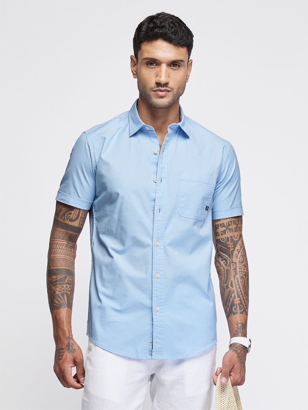 

Red Flame Men Slim Fit Solid Casual Shirt, Blue