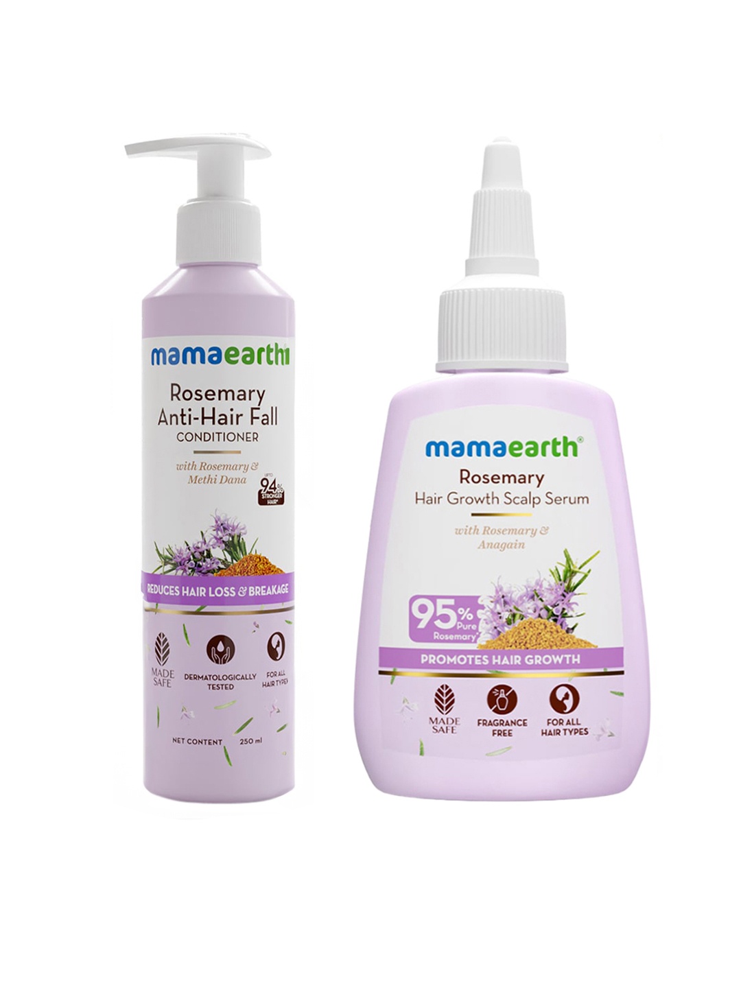 

Mamaearth Rosemary Anti-Hair Fall Conditioner 250ml & Hair Growth Scalp Serum 50ml, White