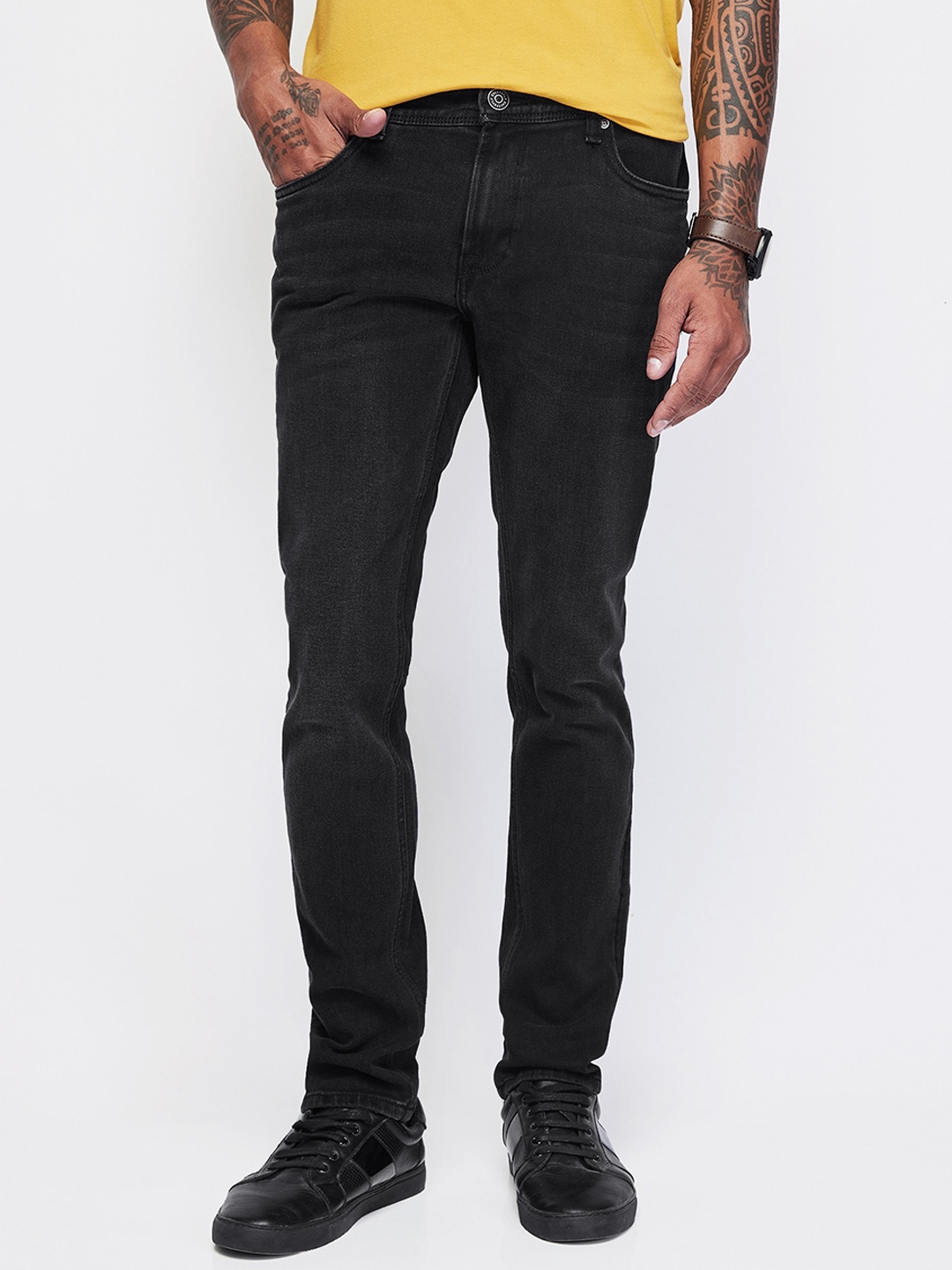 

DAGERRFLY Men Slim Fit Mid-Rise Stretchable Jeans, Black