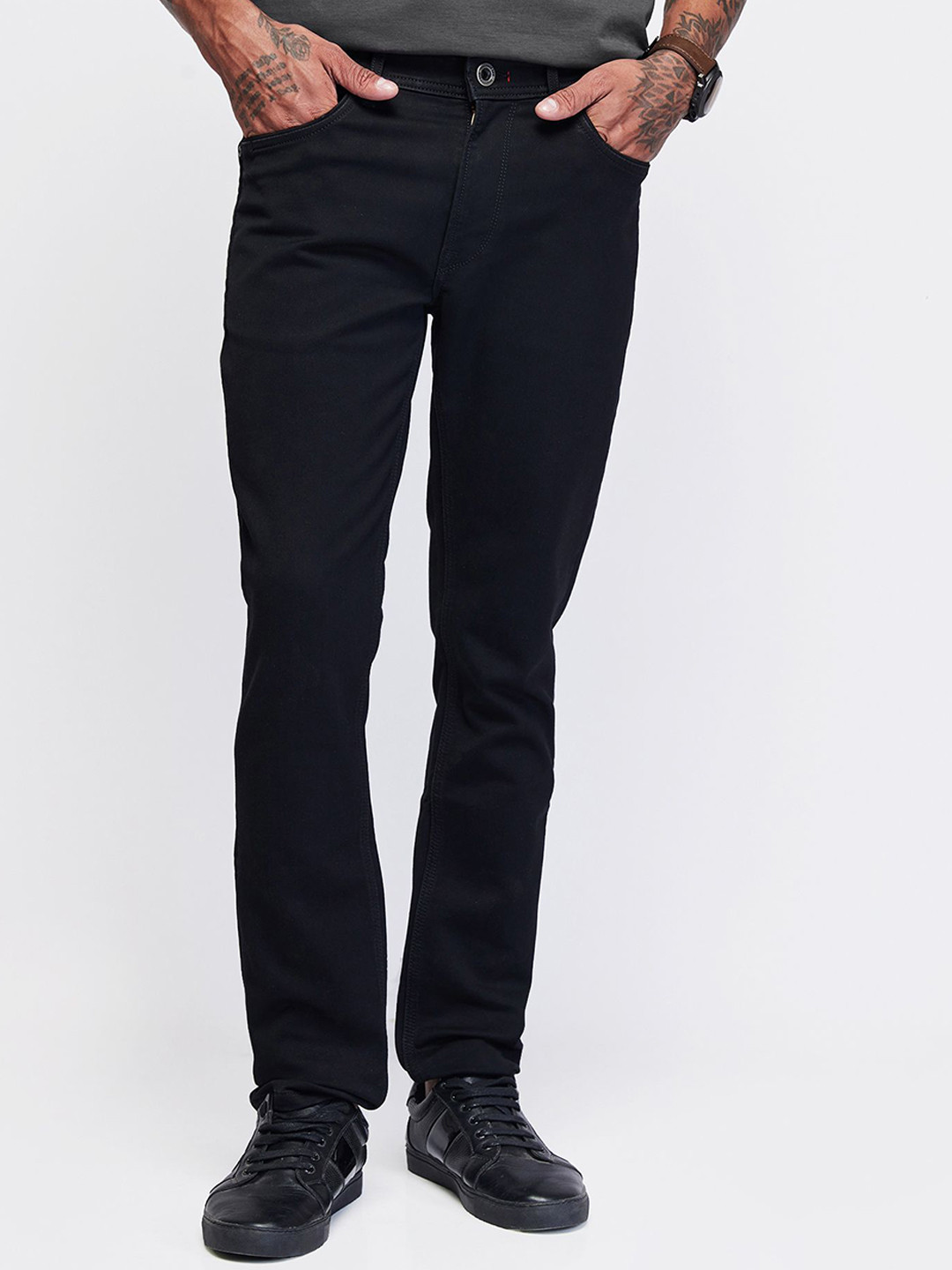 

DAGERRFLY Men Slim Fit Mid-Rise Clean Look Stretchable Jeans, Black