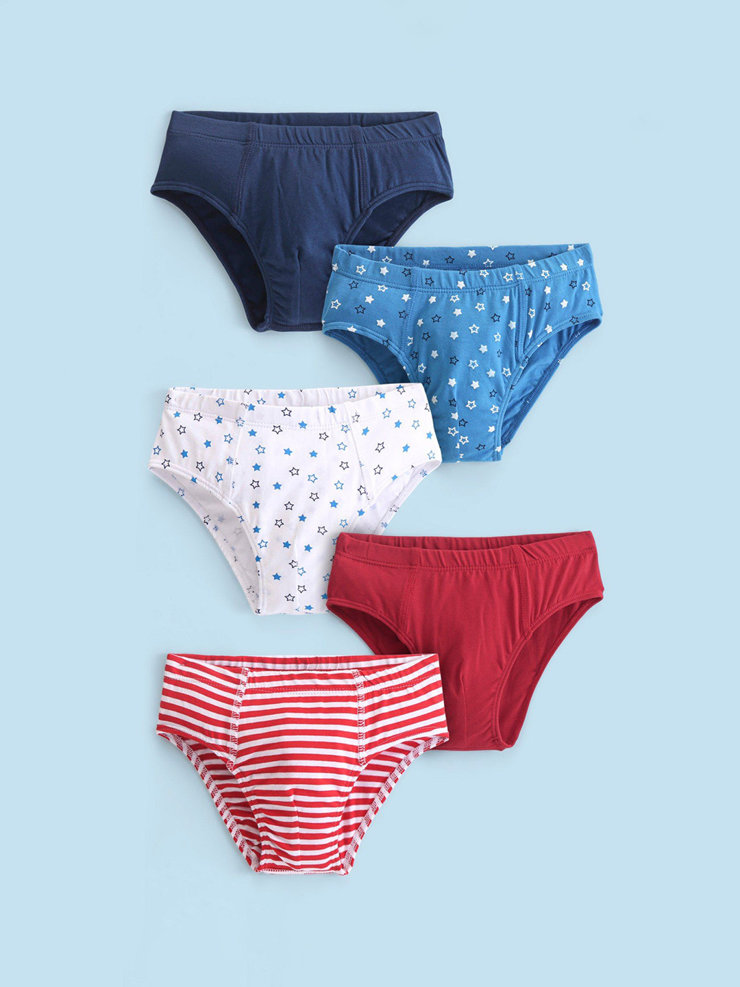 

Honeyhap Boys Pack of 5 Cotton Stretchable Briefs, Navy blue