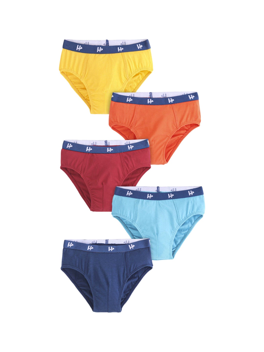 

Honeyhap Boys Pack Of 5 Cotton Mid-Rise Basic Briefs, Navy blue