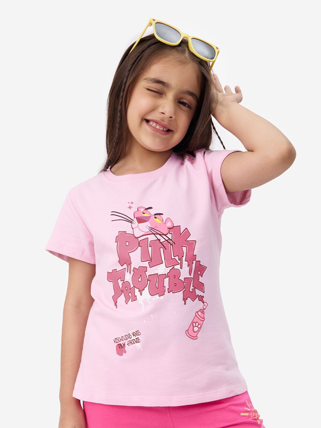 

The Souled Store Girls Typography Printed T-shirt, Pink
