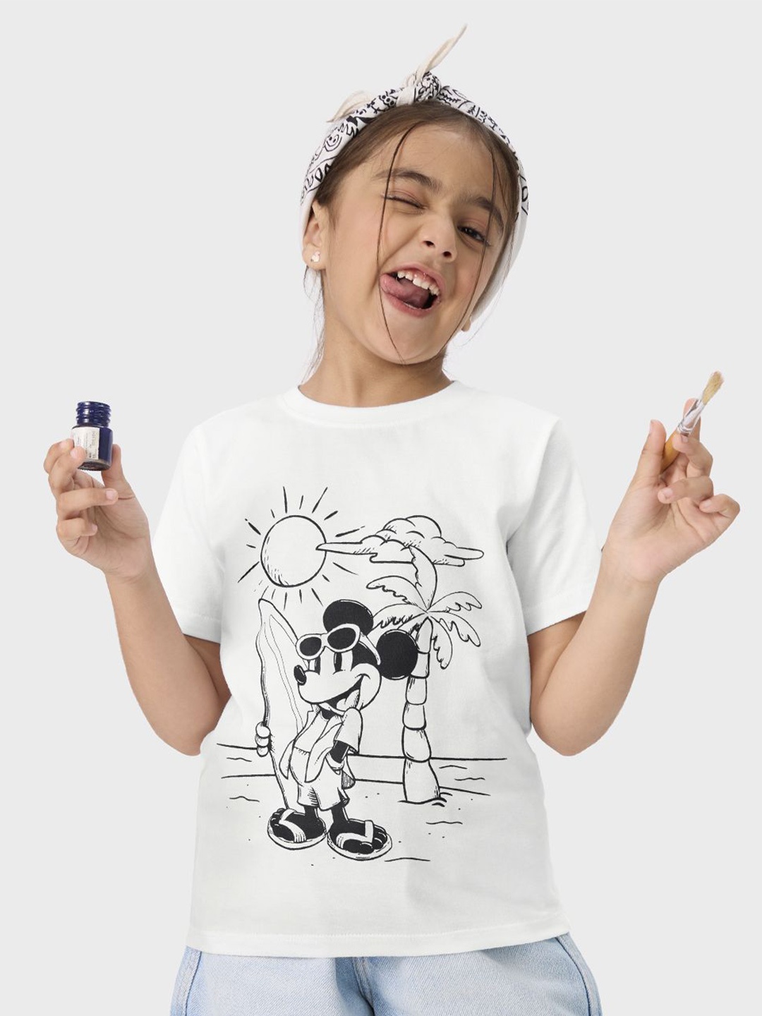 

The Souled Store Girls Mickey Mouse Printed T-shirt, White