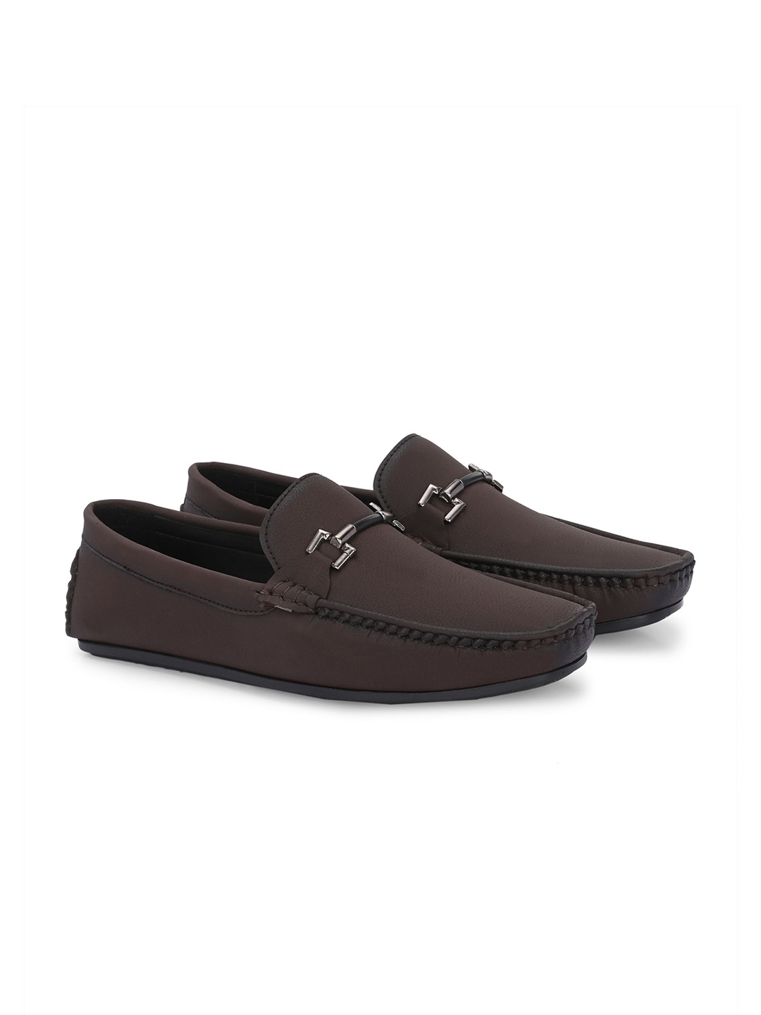 

Azzaro Black Men Round Toe Comfort Insole Lightweight Loafers, Brown