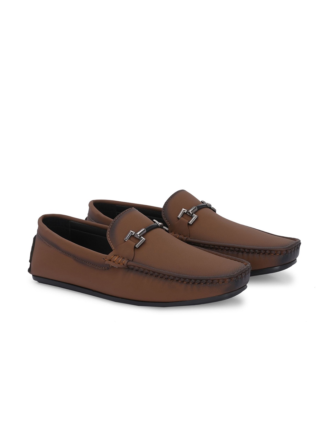 

Azzaro Black Men Round Toe Comfort Insole Lightweight Loafers, Tan