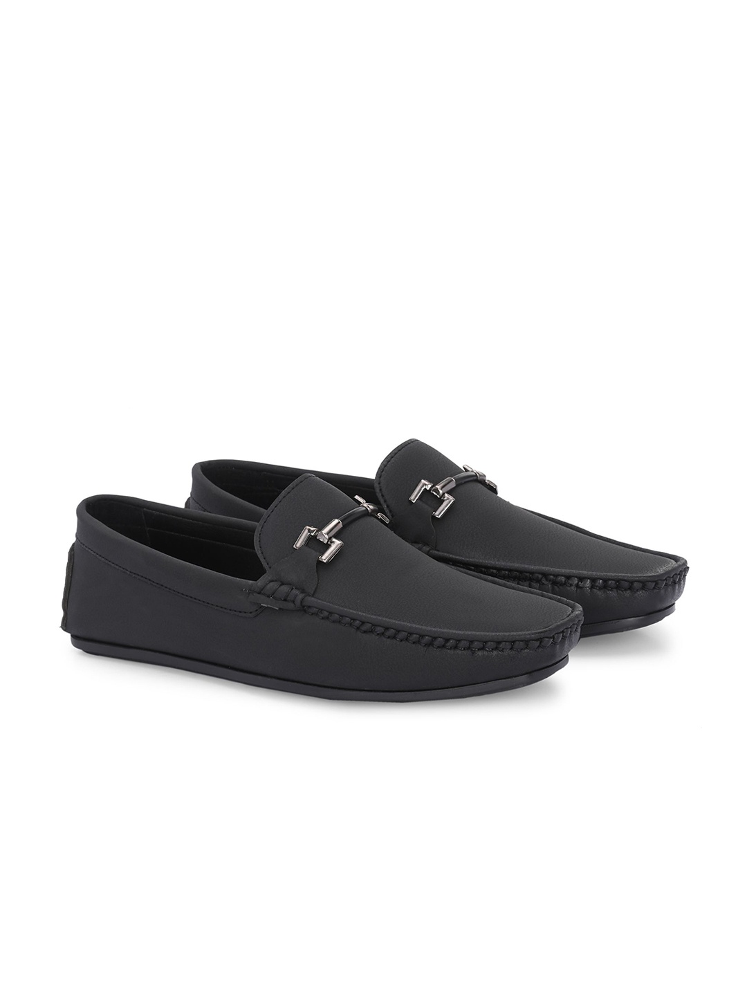 

Azzaro Black Men Round Toe Comfort Insole Lightweight Loafers