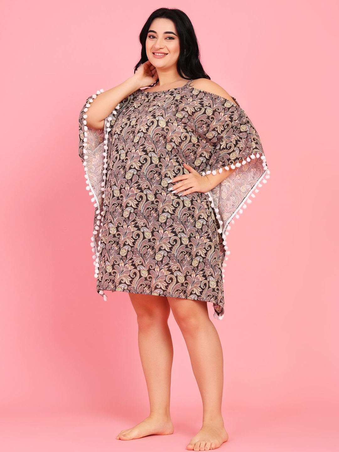 

MAMMA PRESTO Printed Kaftan Nightdress, Brown