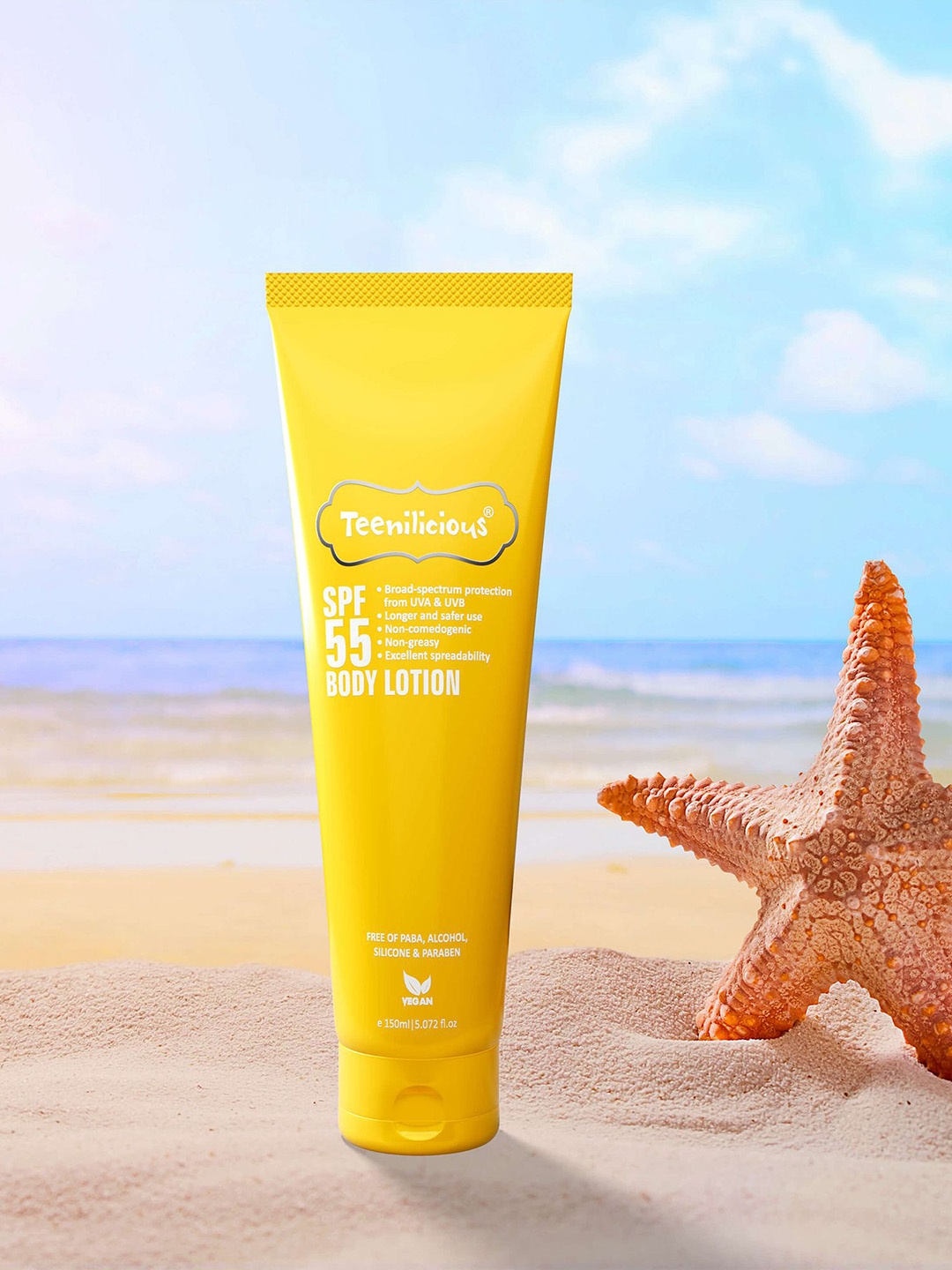 

Teenilicious SPF55 Protection from UVA & UVB Body Lotion - 150 ml, Yellow