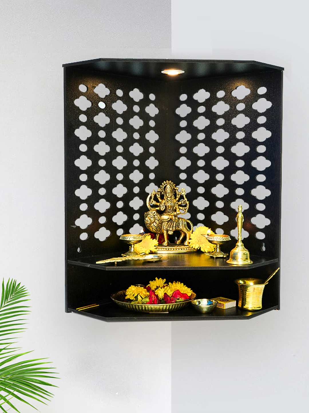 

Ekhasa Brown Wooden Textured Pooja Mandir