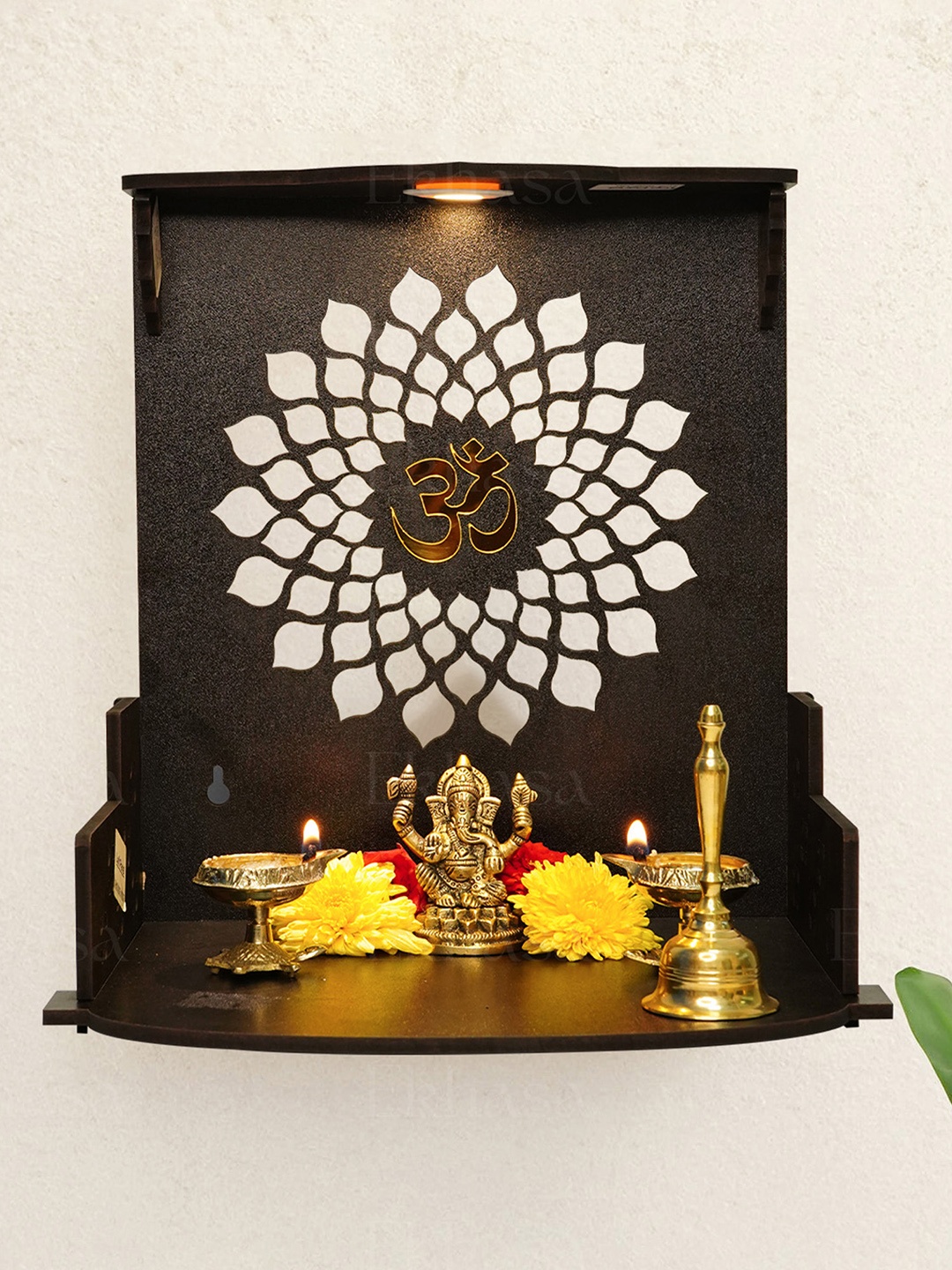 

Ekhasa Brown Wooden Wall Mounted Pooja Mandir