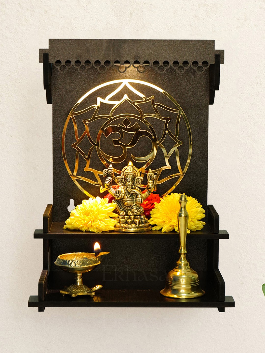

Ekhasa Dark Brown Wooden Pooja Essentials