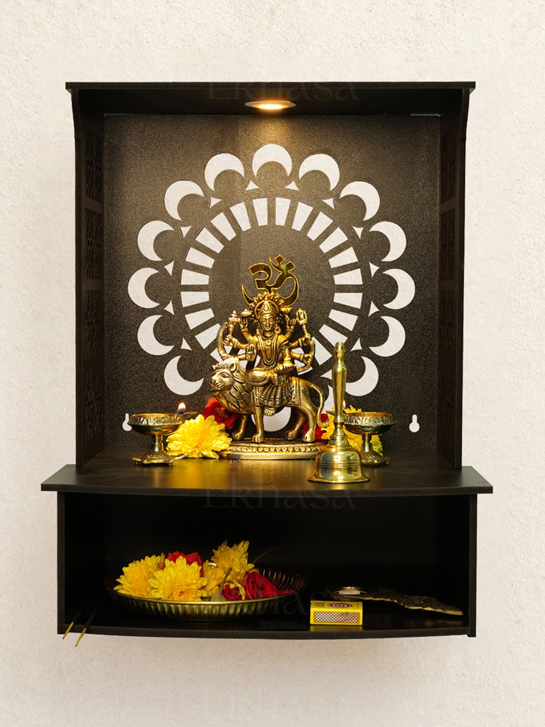 

Ekhasa Brown Textured Wooden Pooja Mandir