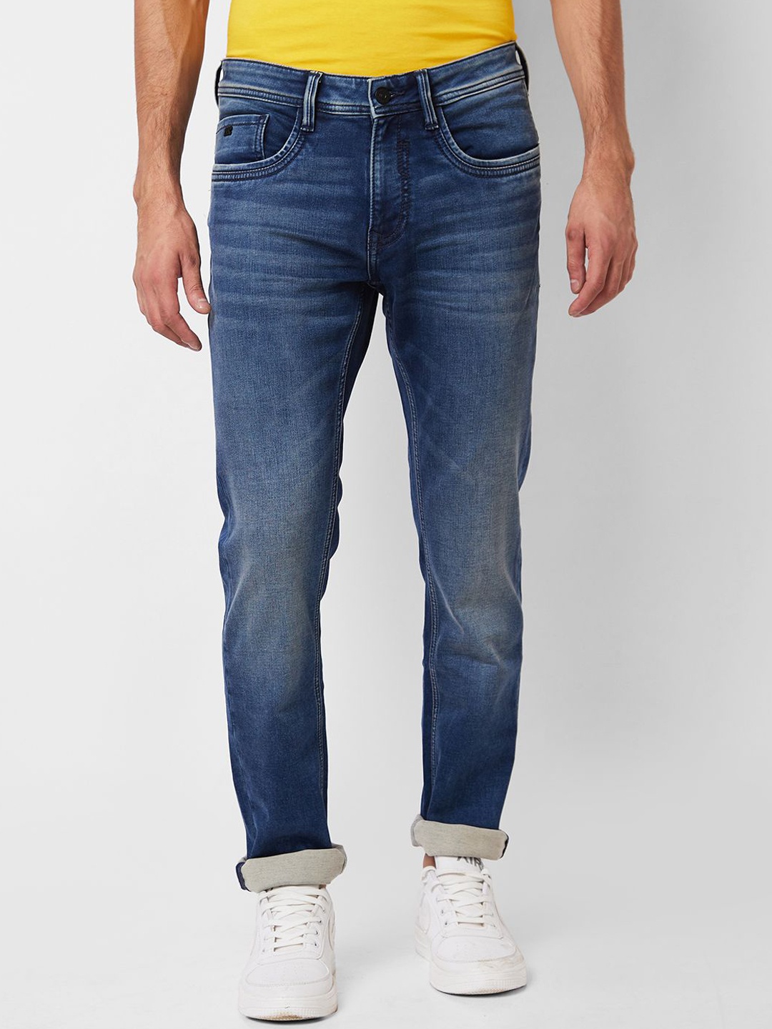 

SPYKAR Men Mid-Rise Clean Look Heavy Fade Jeans, Blue