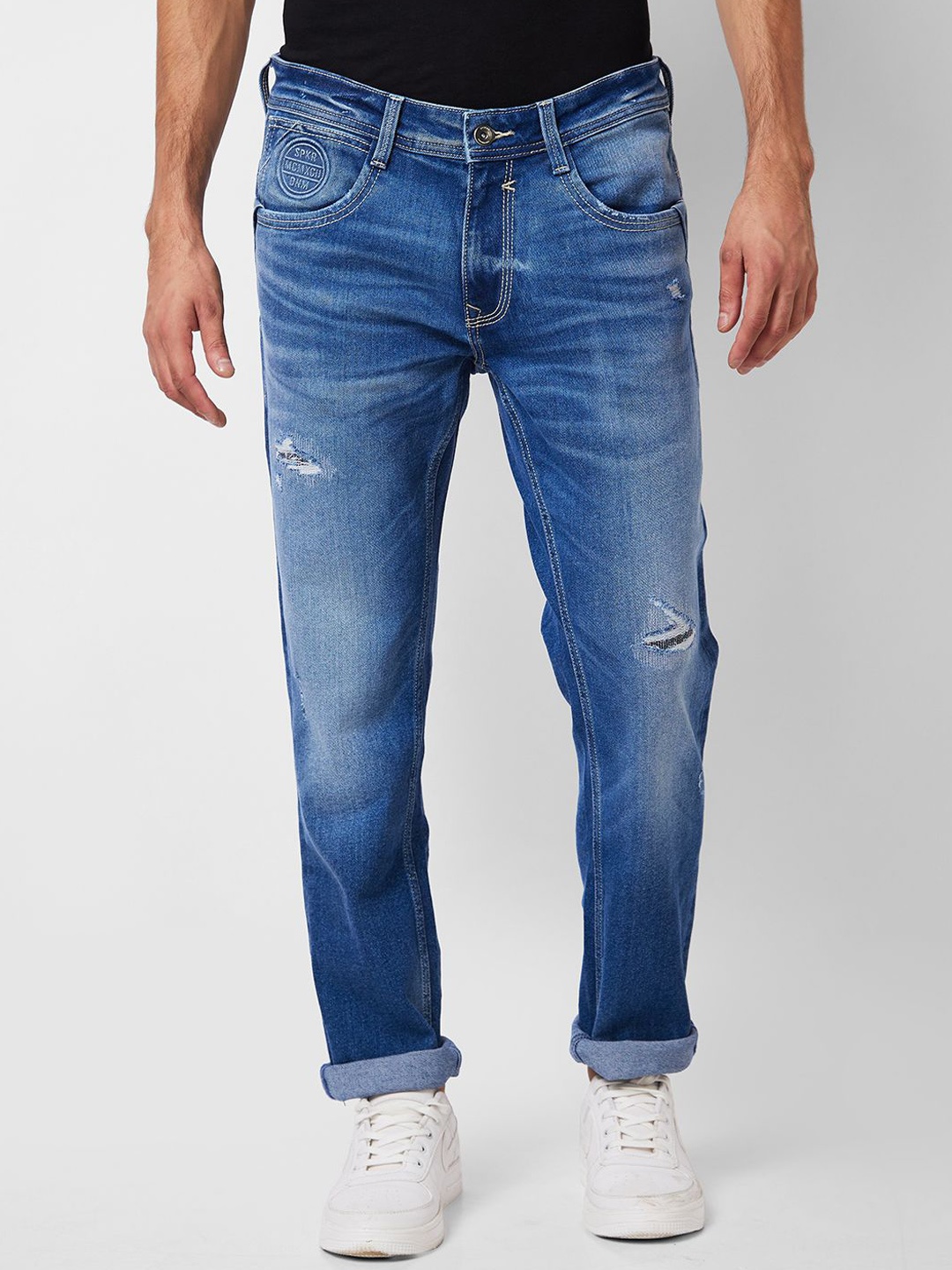 

SPYKAR Men Mildly Distressed Heavy Fade Cotton Jeans, Blue