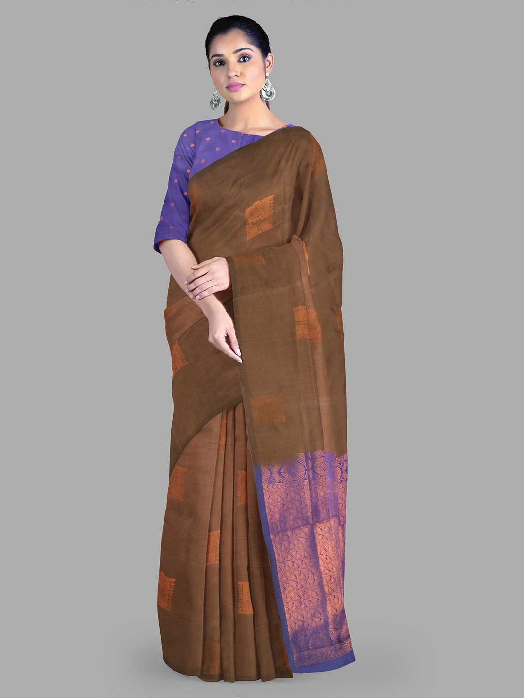

The Chennai Silks Woven Design Sarees, Brown