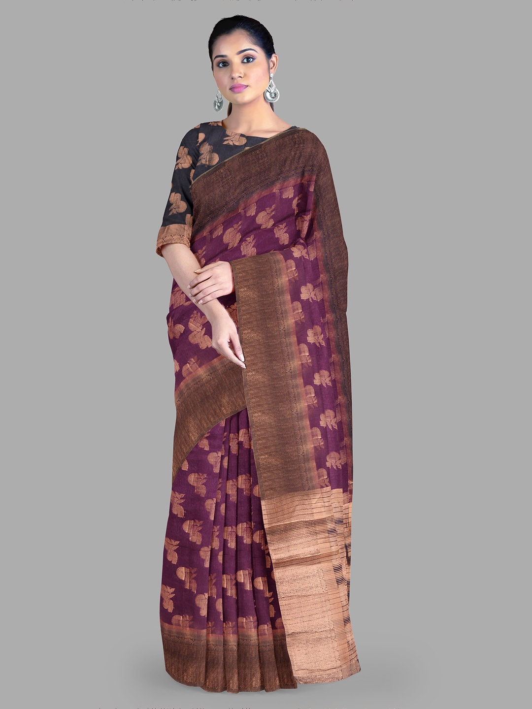 

The Chennai Silks Woven Design Zari Jute Cotton Saree, Purple