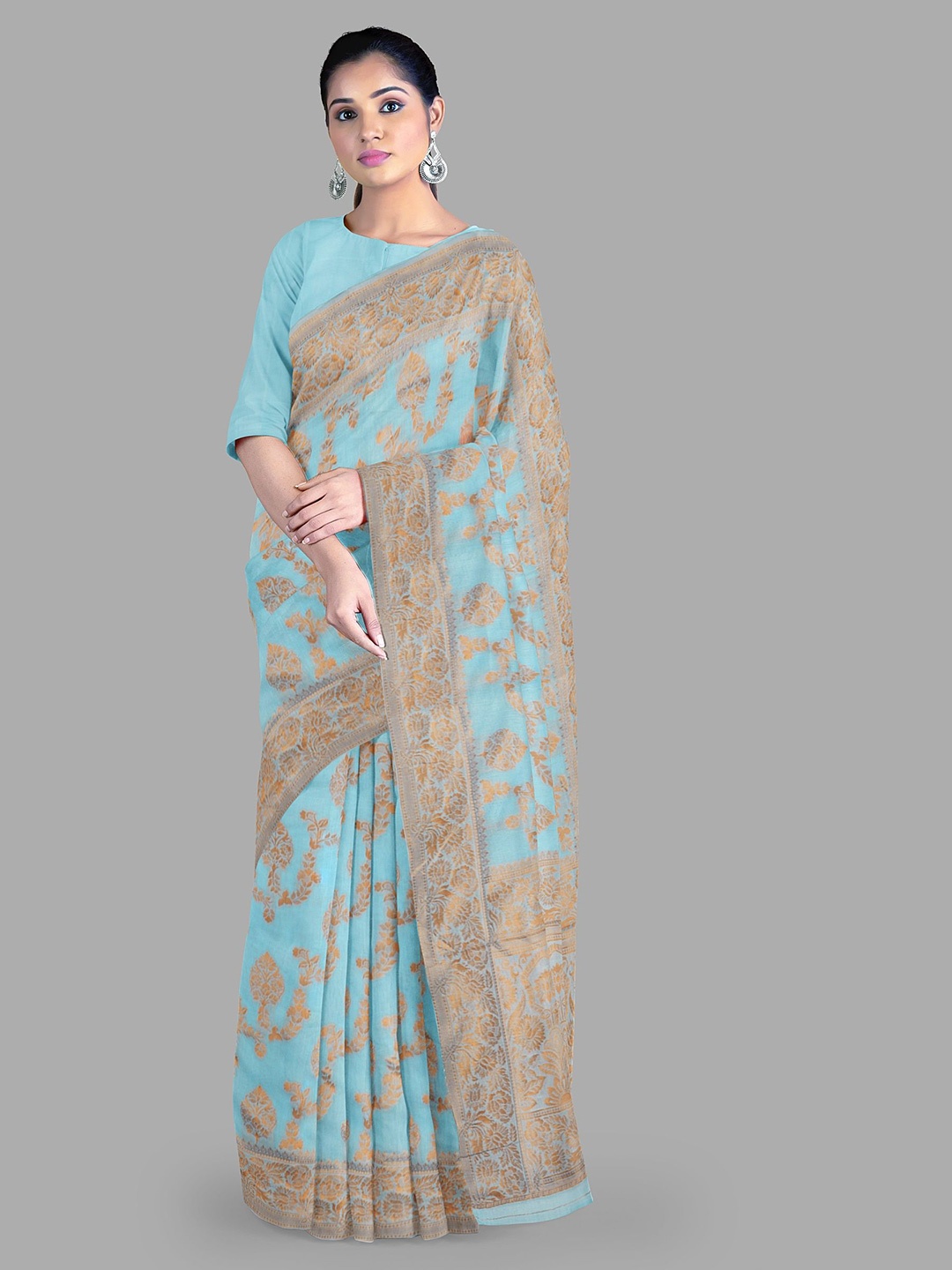 

The Chennai Silks Woven Design Chanderi Saree, Blue