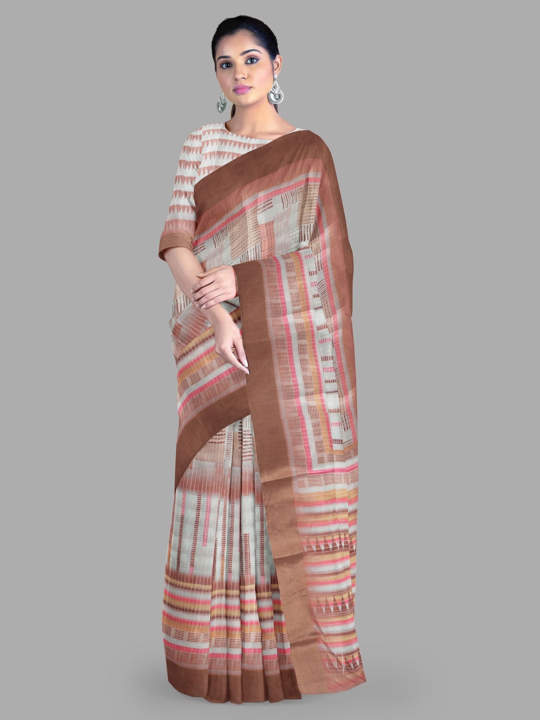 

The Chennai Silks Printed Saree, Grey