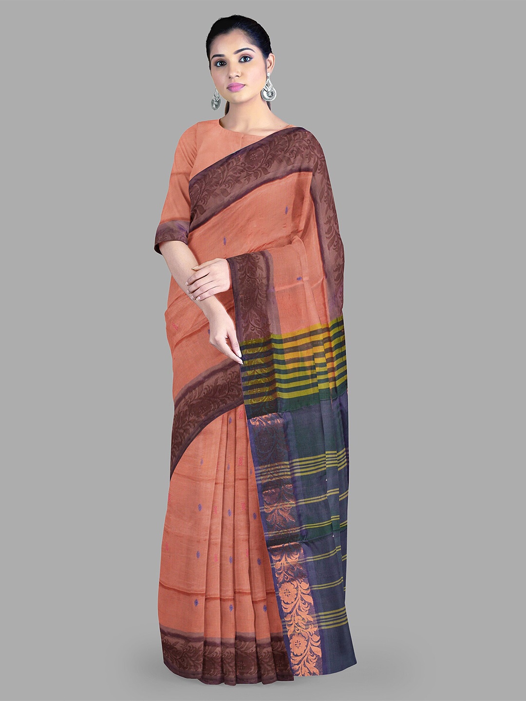 

The Chennai Silks Woven Design Zari Paithani Saree, Peach