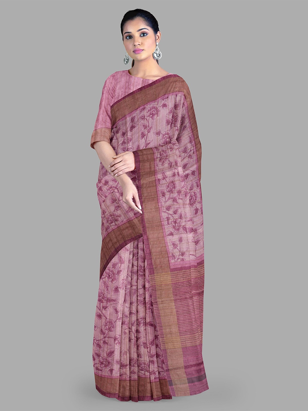 

The Chennai Silks Ethnic Motifs Printed Banarasi Saree, Pink