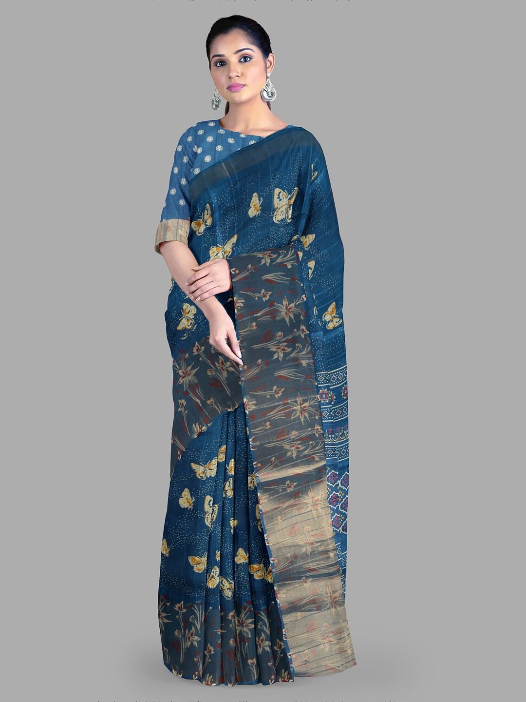 

The Chennai Silks Printed Saree, Blue