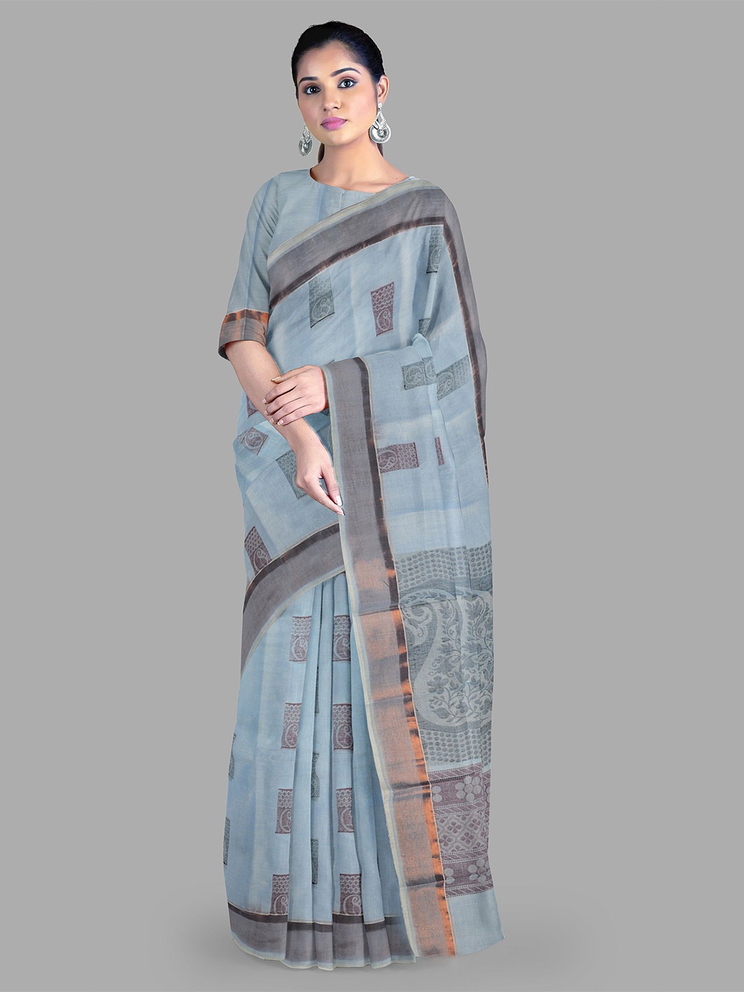 

The Chennai Silks Woven Design Zari Maheshwari Saree, Blue
