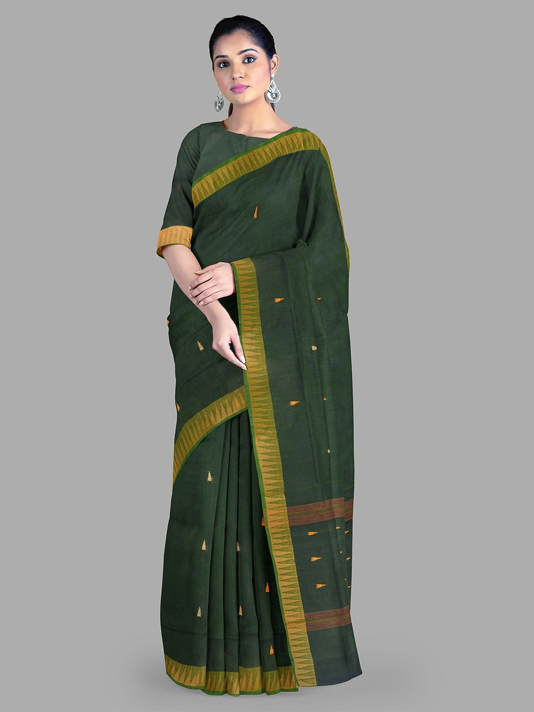 

The Chennai Silks Woven Design Pure Cotton Chettinad Saree, Green