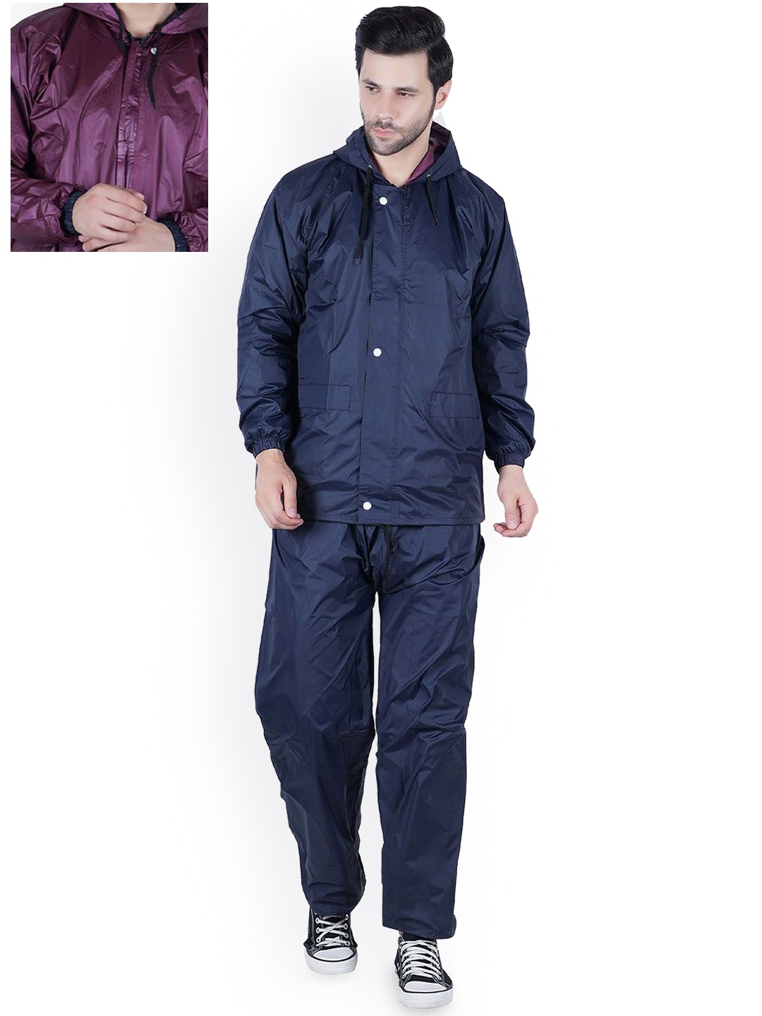 

BAESD Reversible Waterproof Rain Jacket With Trousers, Navy blue