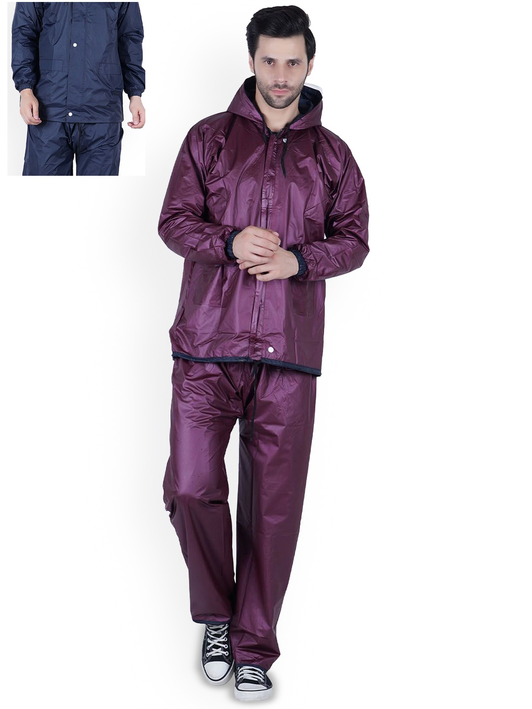 

BAESD Hooded Reversible Rain Suit, Navy blue