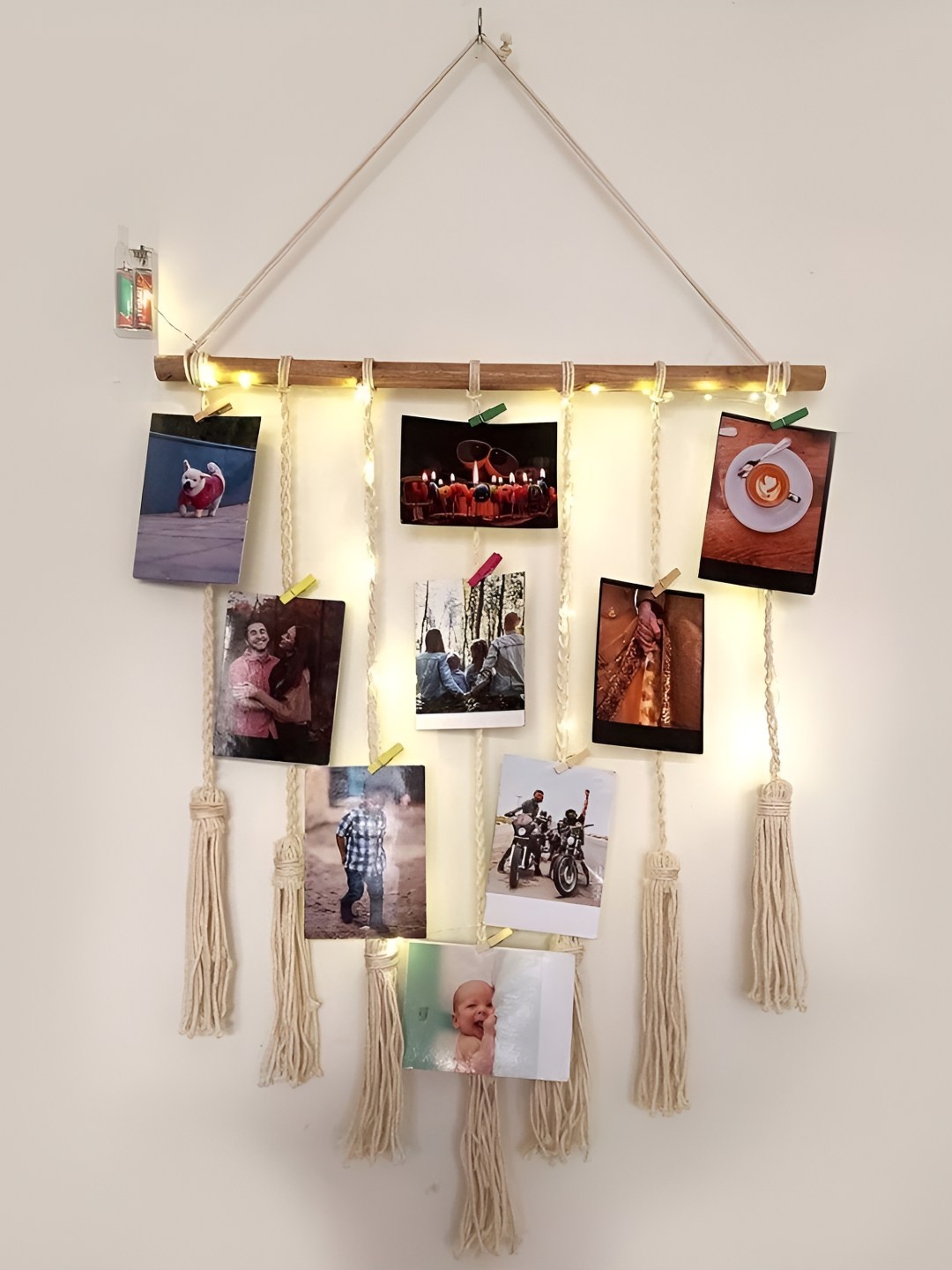 

VAH Kya Bat Hai !! Beige & White Wooden Wall Photo Display