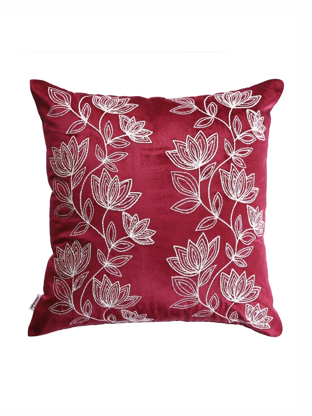 

Home Burgundy & White 2 Pieces Embroidered Velvet Square Cushion Covers