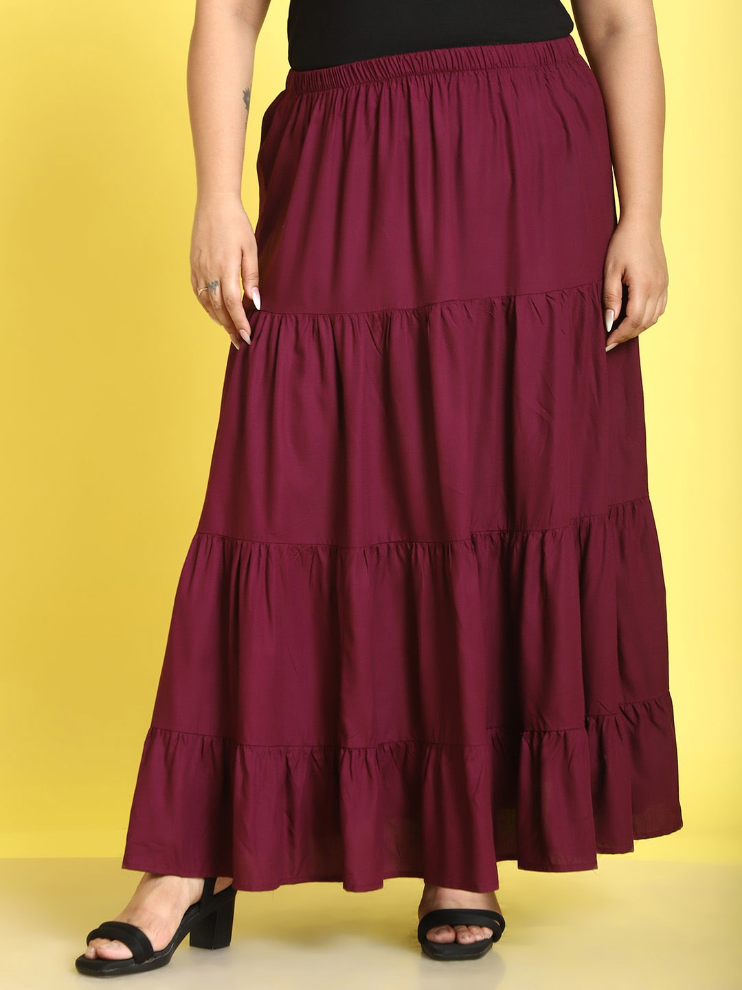 

theRebelinme A-line Maxi Skirts, Burgundy