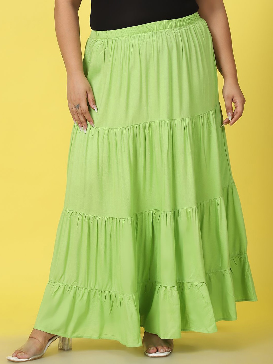 

theRebelinme A-line Maxi Skirts, Green