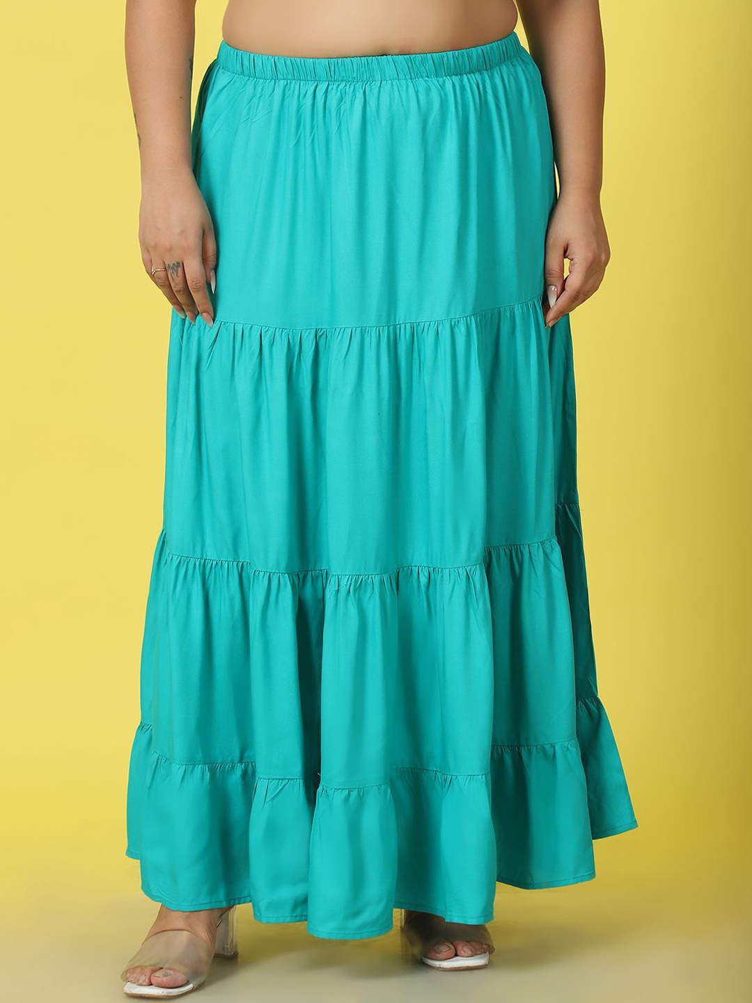

theRebelinme Women Plus Size A-Line Maxi Skirt, Teal