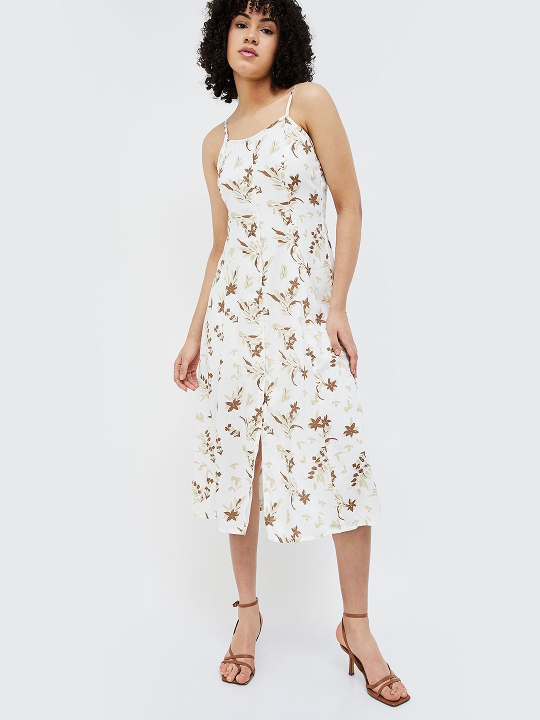 

Ginger by Lifestyle Women Floral Print A-Line Midi Dress, Off white