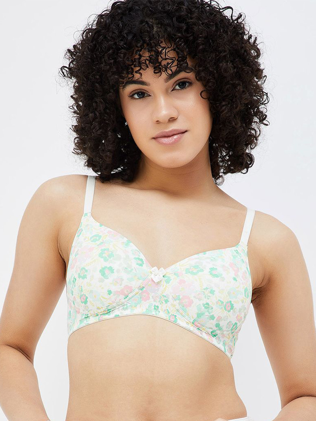 

Ginger by Lifestyle Floral Full Coverage Lightly Padded T-shirt Bra, Cream